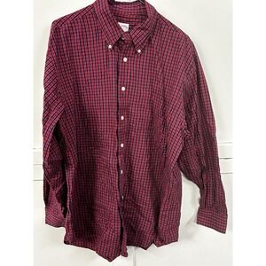 Brooks Brothers Red & Navy Plaid Button-Down Shirt - Men's‎ L - Classiccore